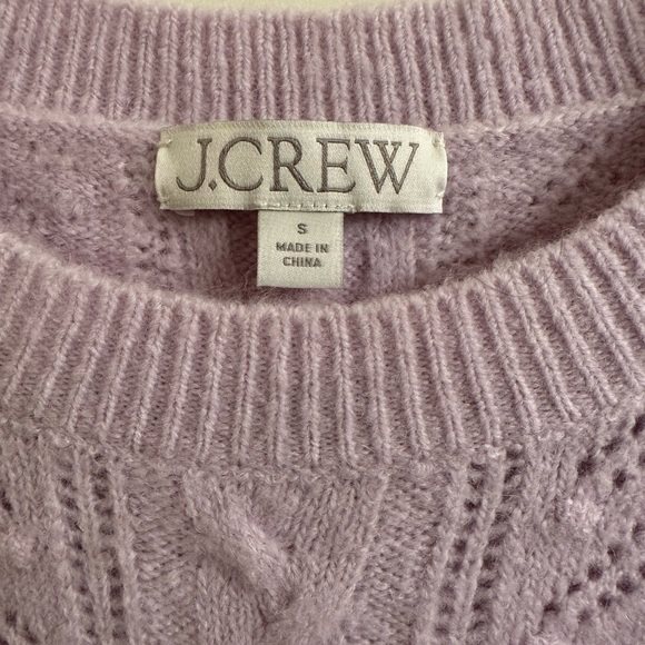 NWOT. J.Crew Pointelle Cable-Knit Crewneck Sweater in Ashen Quartz. Size S. - Picture 6 of 6